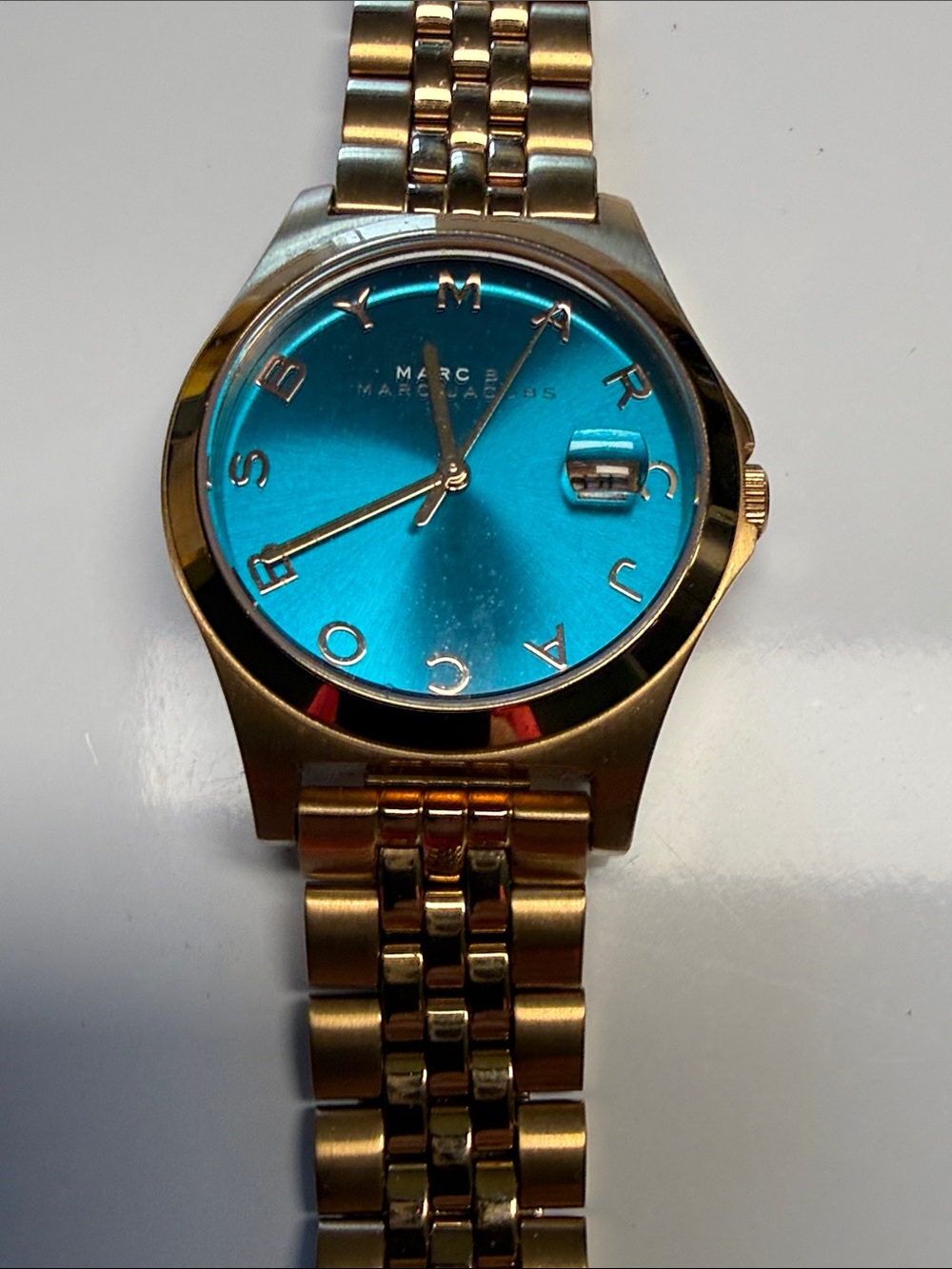 Marc by Marc Jacobs Gold and Blue stainless steel unisex watch